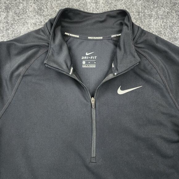 Nike Pullover Womens Medium Black 1/4 Zip Reflective Long Sleeve Thumb Active - Picture 11 of 16